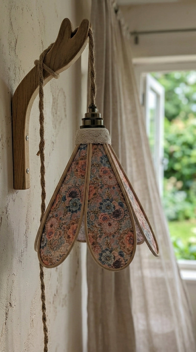 Lampe Tulipe  Rosace Vintage- Lampe Artisanale Bohème Florale