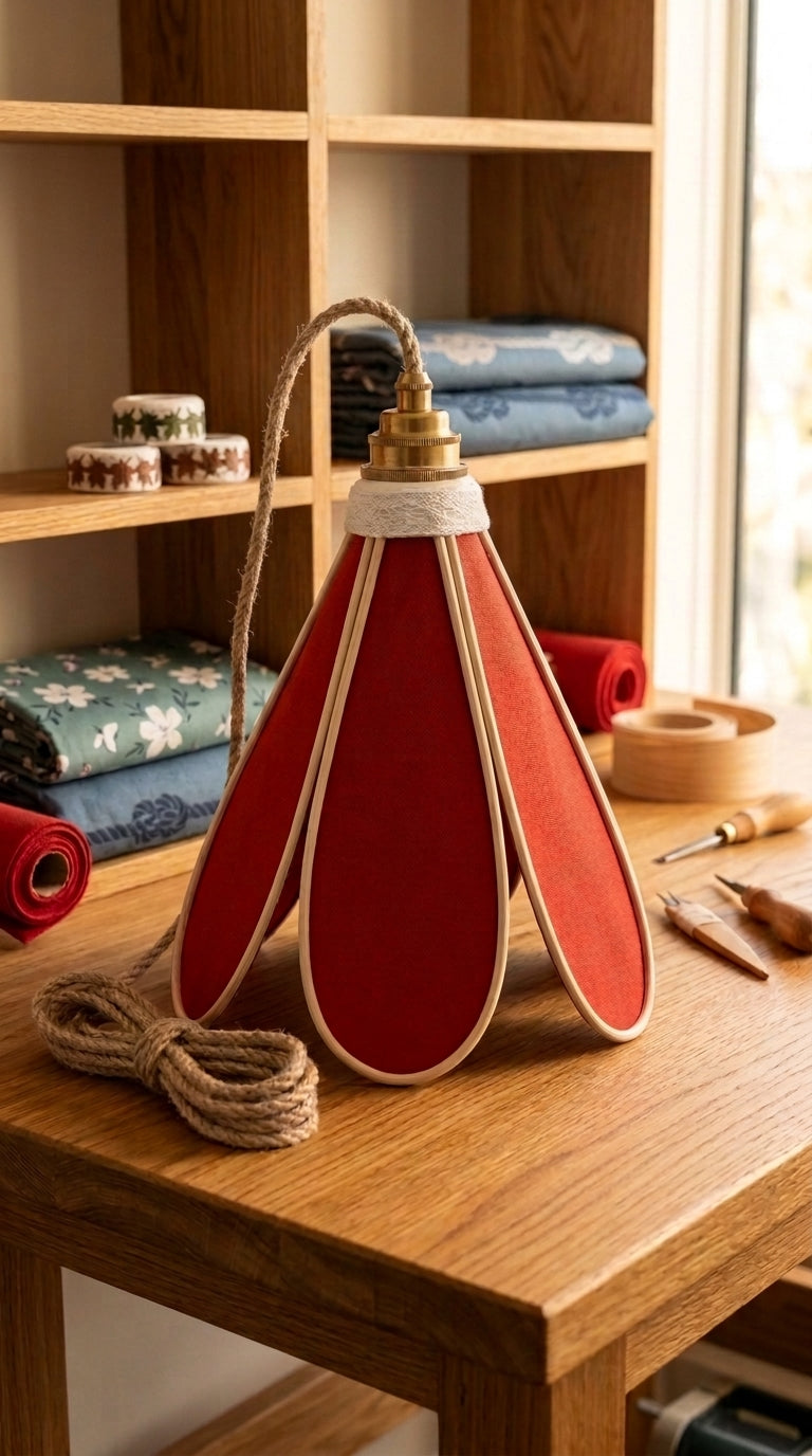 Lampe Tulipe Terre Cuite – Abat-jour Lin et Coton Terracotta Fait Main