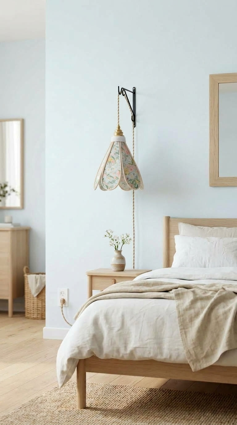 Applique murale Ciel de Printemps en chambre, support fer noir