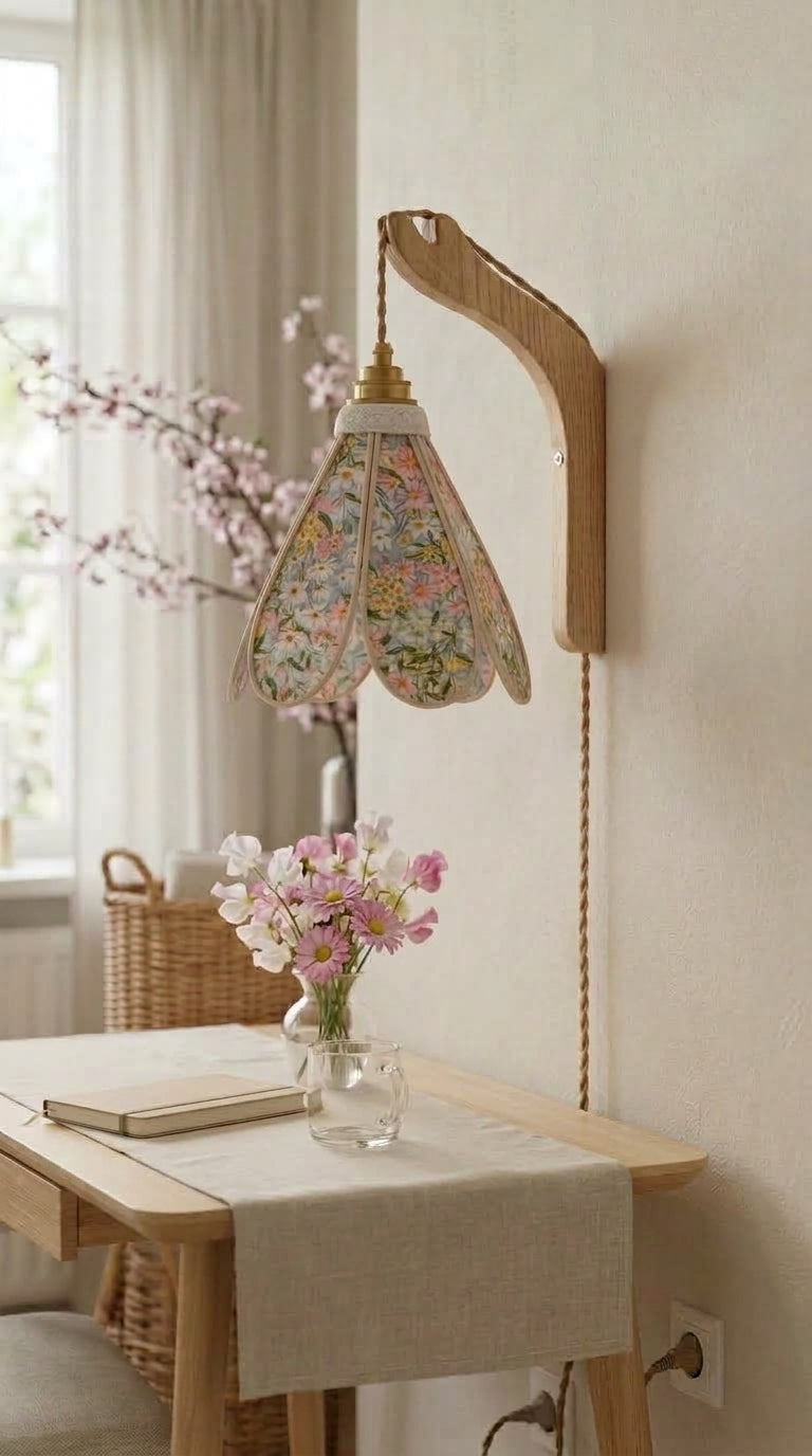 Applique murale Ciel de Printemps sur console avec branche de cerisier
