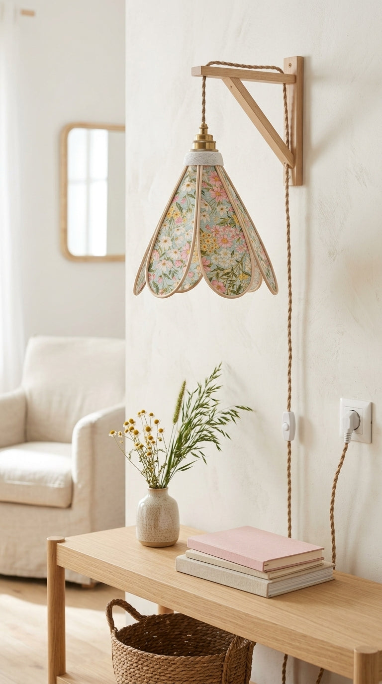 Applique murale Ciel de Printemps en salon, près d'un miroir et de graminées