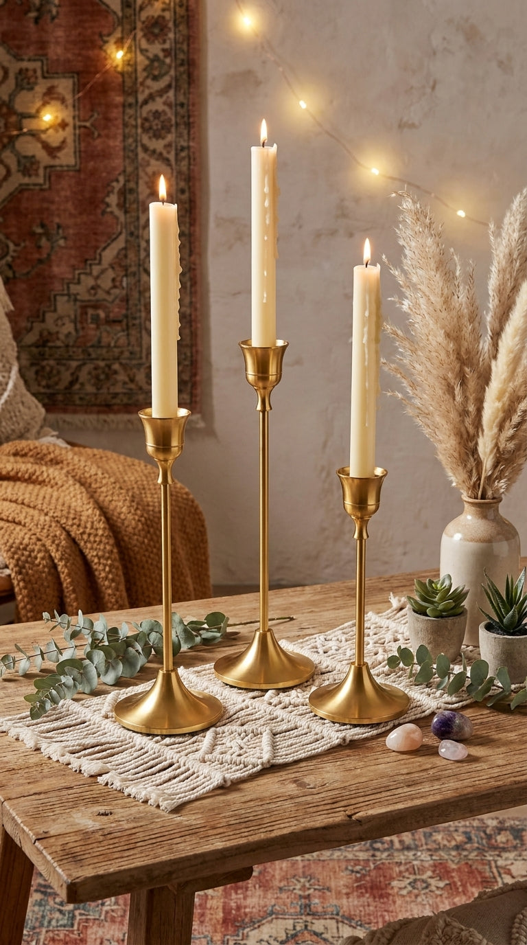 Trio de Chandeliers Éclat Doré – Laiton Satiné 3 Hauteurs