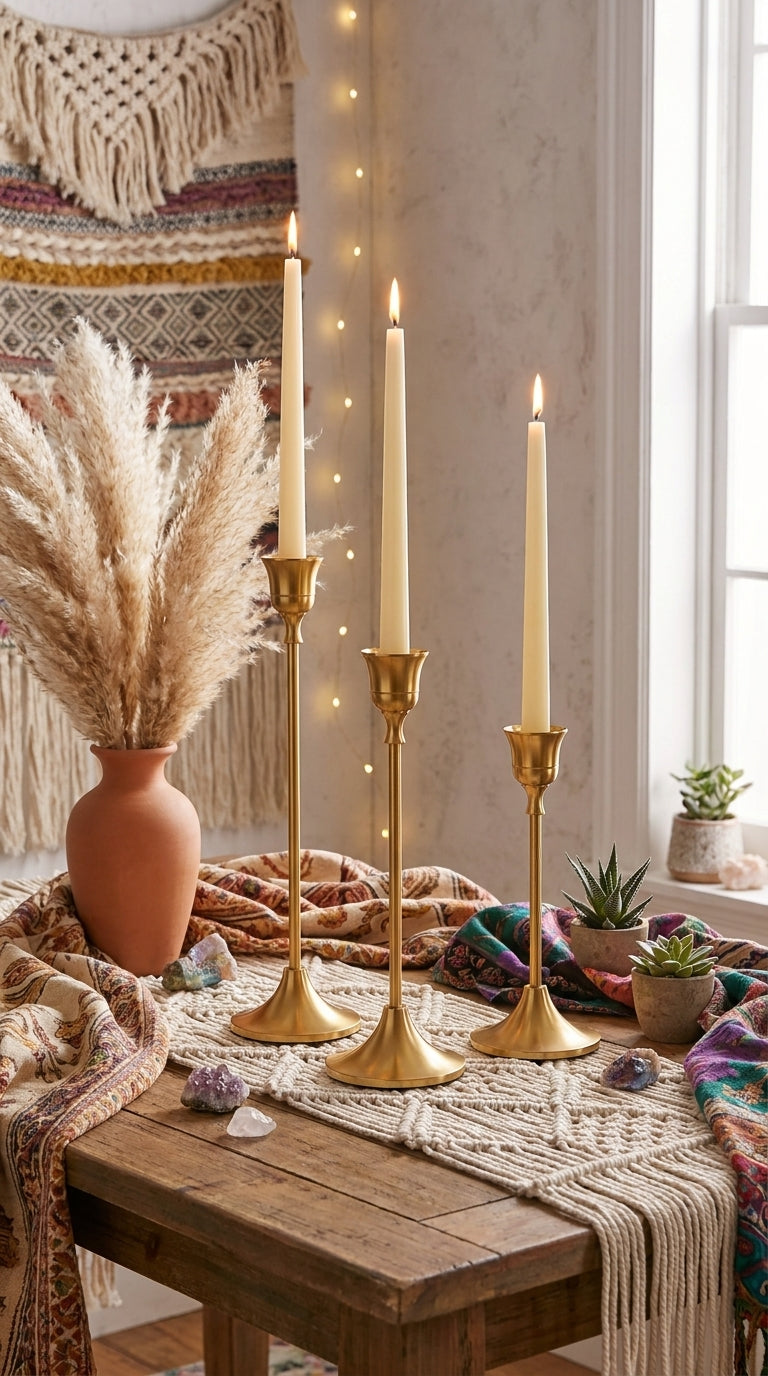 Trio de Chandeliers Éclat Doré – Laiton Satiné 3 Hauteurs