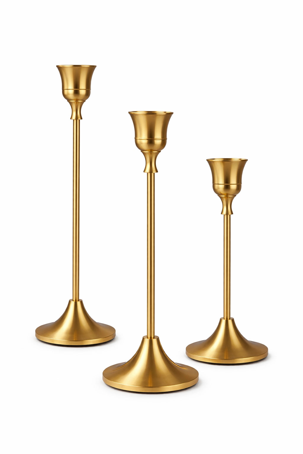 Trio de Chandeliers Éclat Doré – Laiton Satiné 3 Hauteurs
