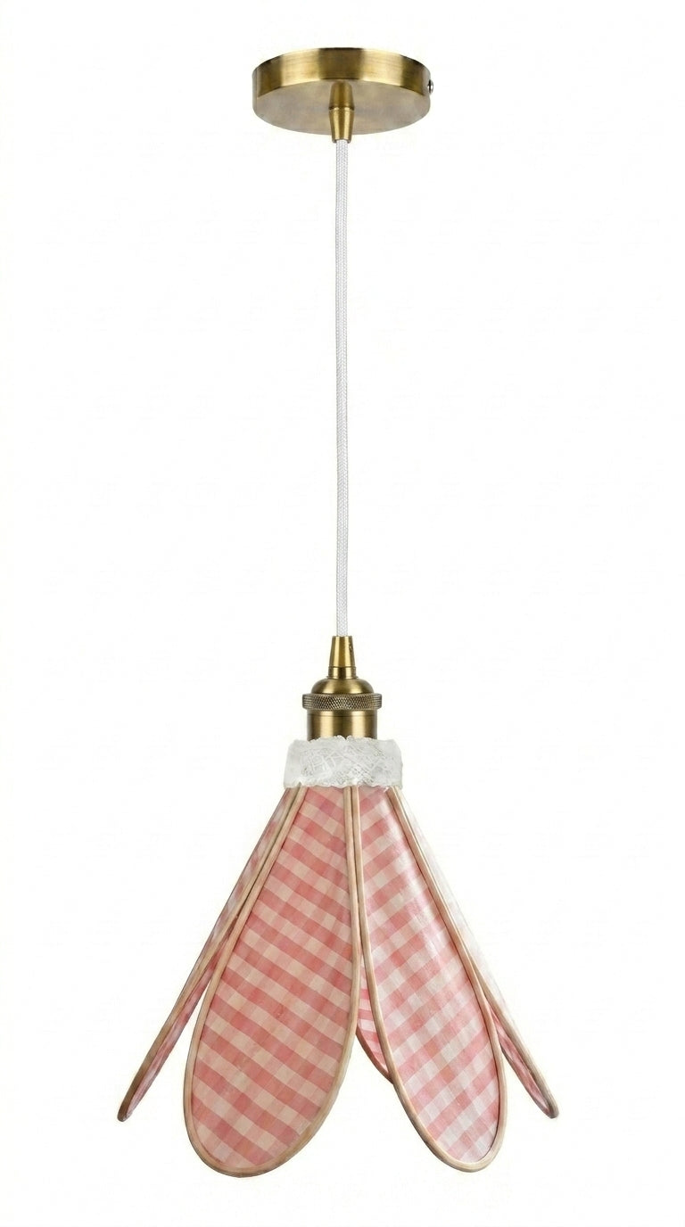 Lampe Tulipe Pique-nique Champêtre – Abat-jour Motif Vichy Fait Main