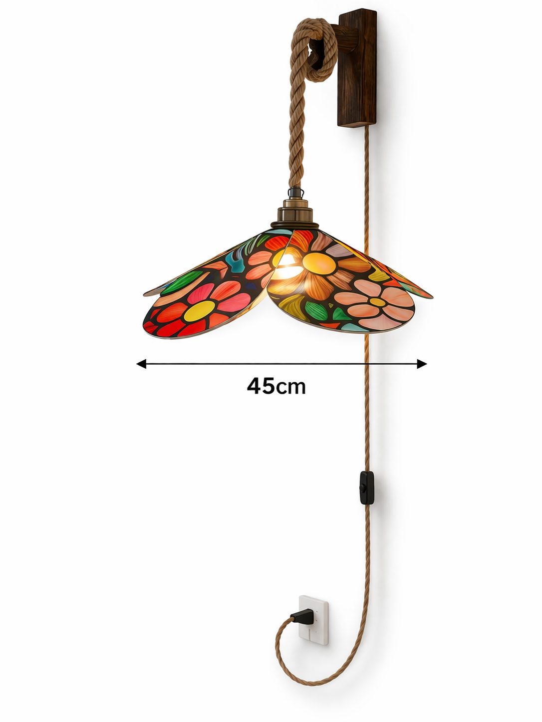 Lampe Magnolia Vitrail Fleurie – Lampe Artisanale Bohème Florale