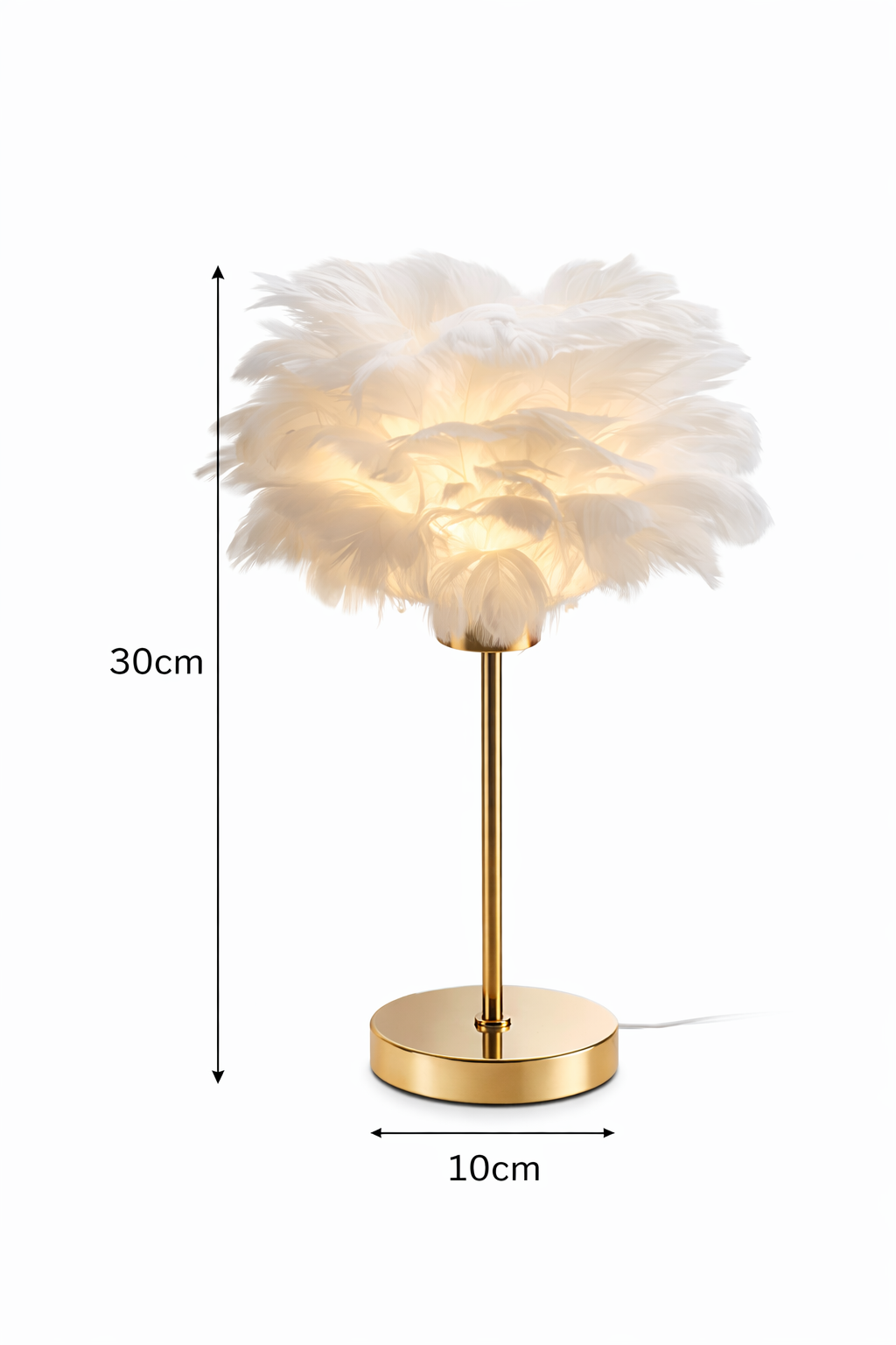 Lampe de Chevet à Plumes – Luminaire Élégant Doré
