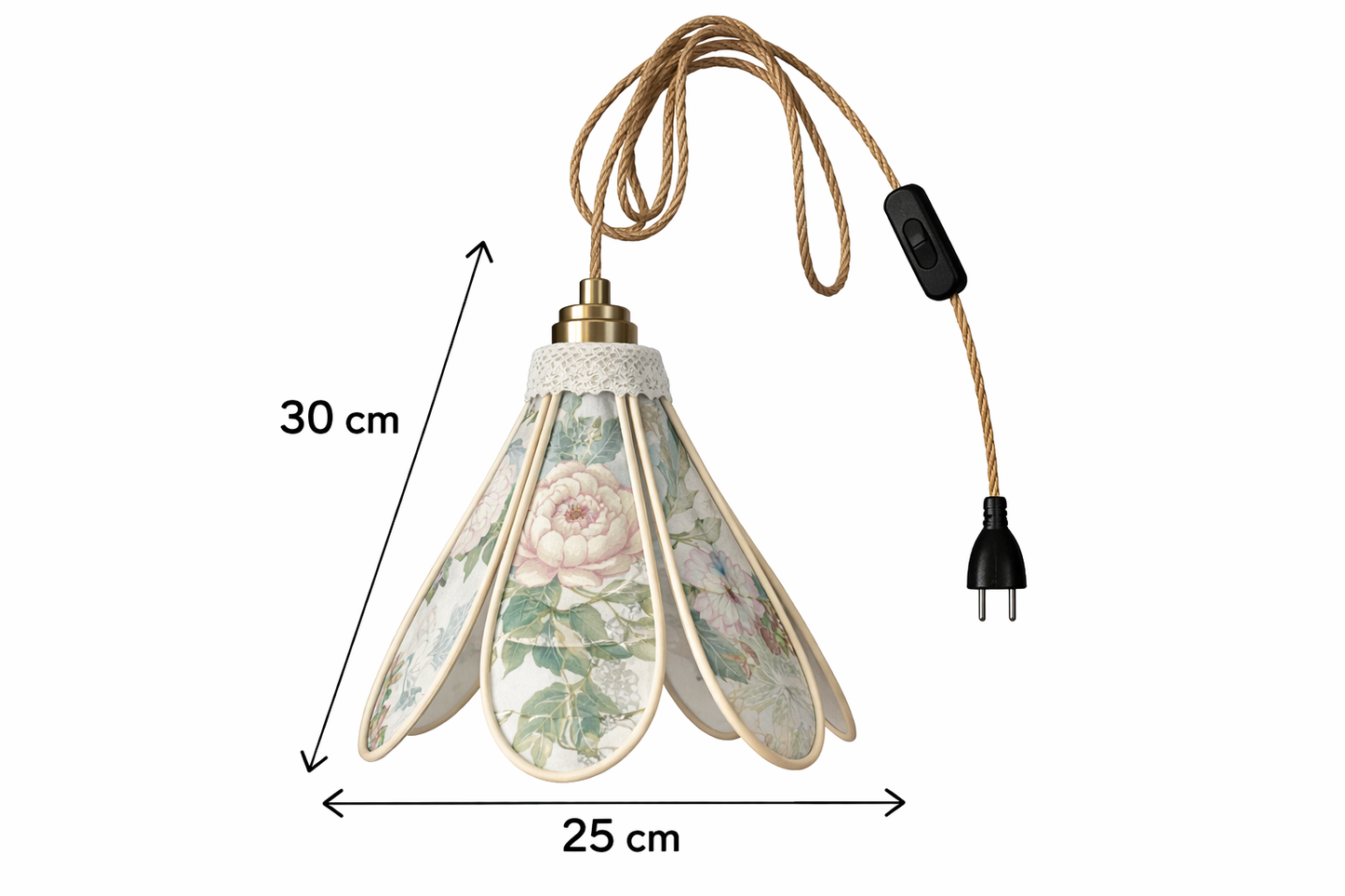 Lampe Tulipe en Tencel Iridescent Floral – Lampe Artisanale Bohème Florale