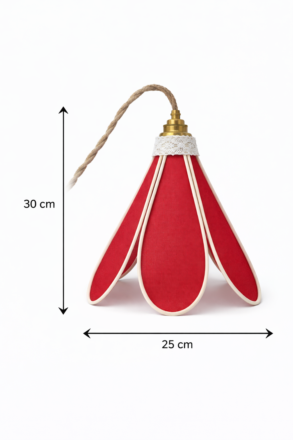 Lampe Tulipe Toile de Jute Rouge – Lampe Artisanale Bohème Naturelle