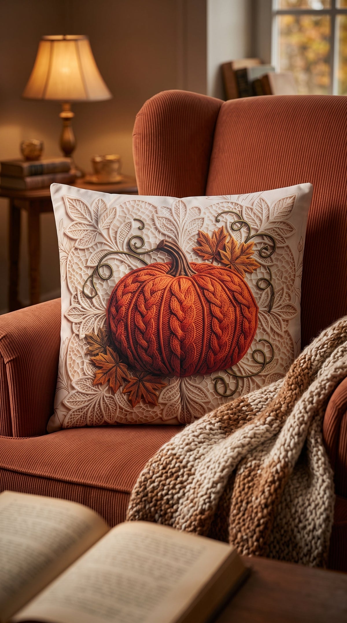 Housse de coussin Citrouille d'Automne, dernière vue de présentation