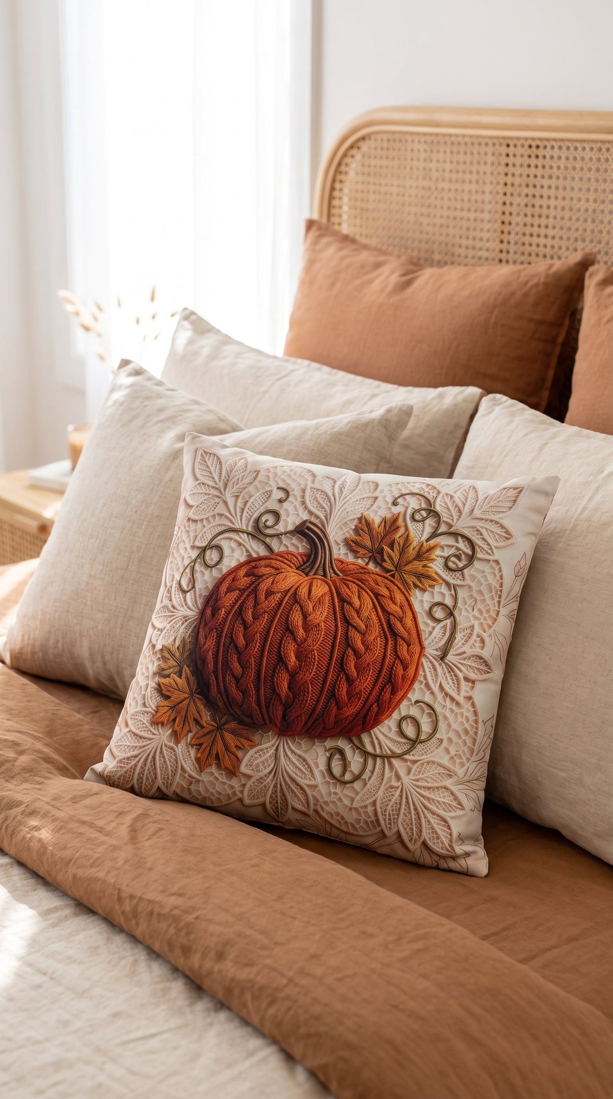 Housse de coussin Citrouille d'Automne en situation cocooning