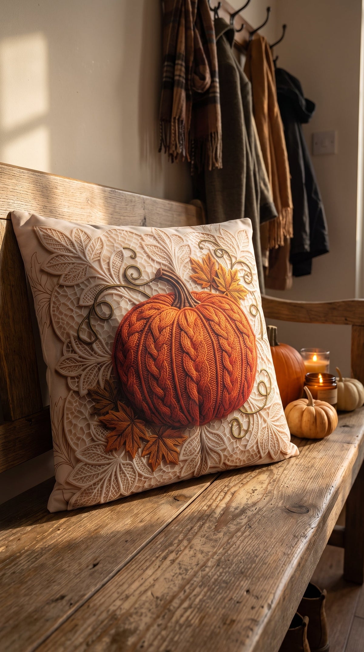 Housse de coussin Citrouille d'Automne, autre mise en situation