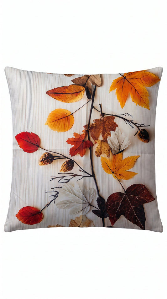 Housse de coussin Feuillage de Septembre, motif feuillage automnal, vue de face