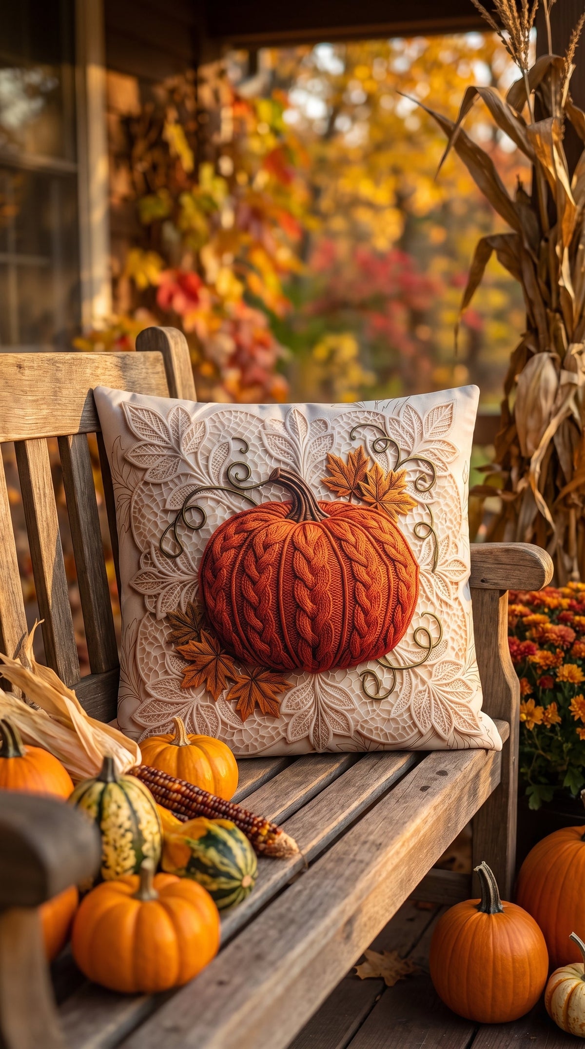 Housse de coussin Citrouille d'Automne, vue rapprochée de la texture