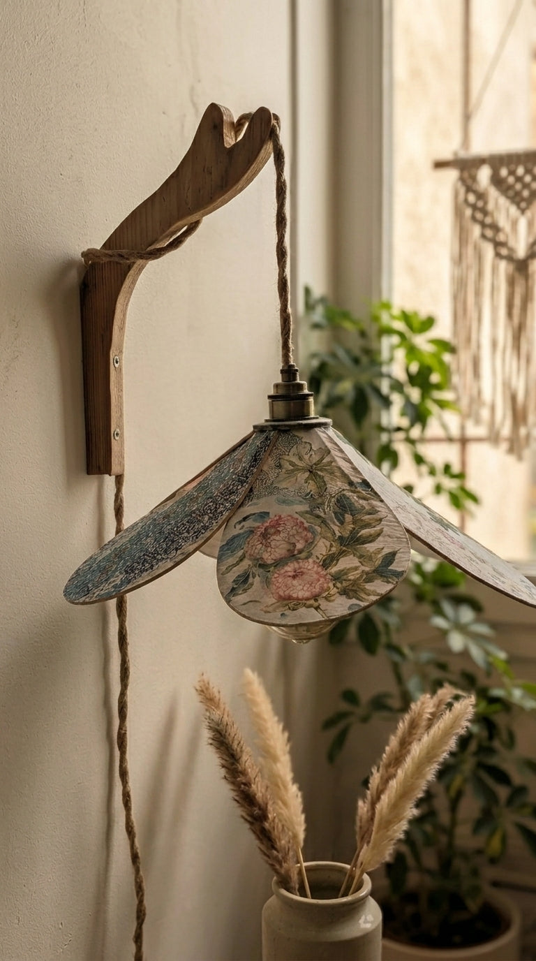 Lampe Magnolia Tencel- Lampe Artisanale Bohème Florale