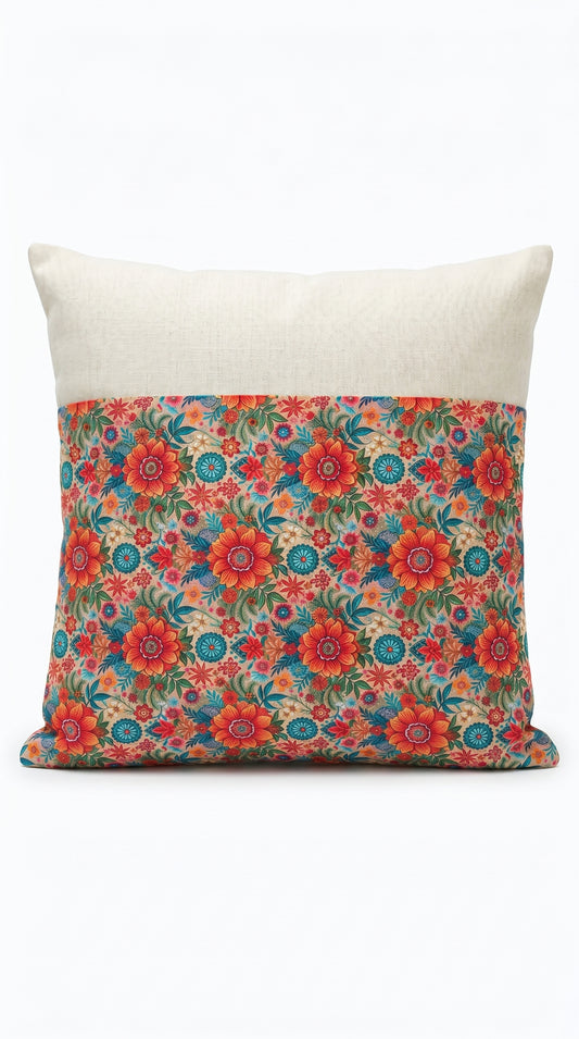 Housse de Coussin Alliance Fleurie – Coussin Bimatière Floral Artisanal