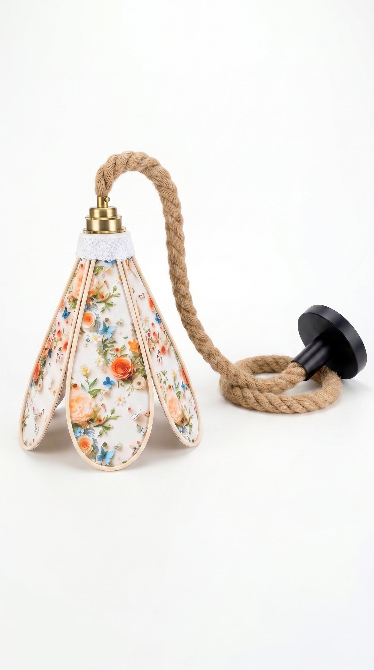Lampe Tulipe Roses Blanches Oranges 3D- Lampe Artisanale Bohème Florale