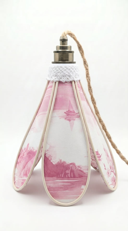 Lampe Tulipe Rivière des Songes – Abat-jour Motif Paysage Japonisant Fait Main