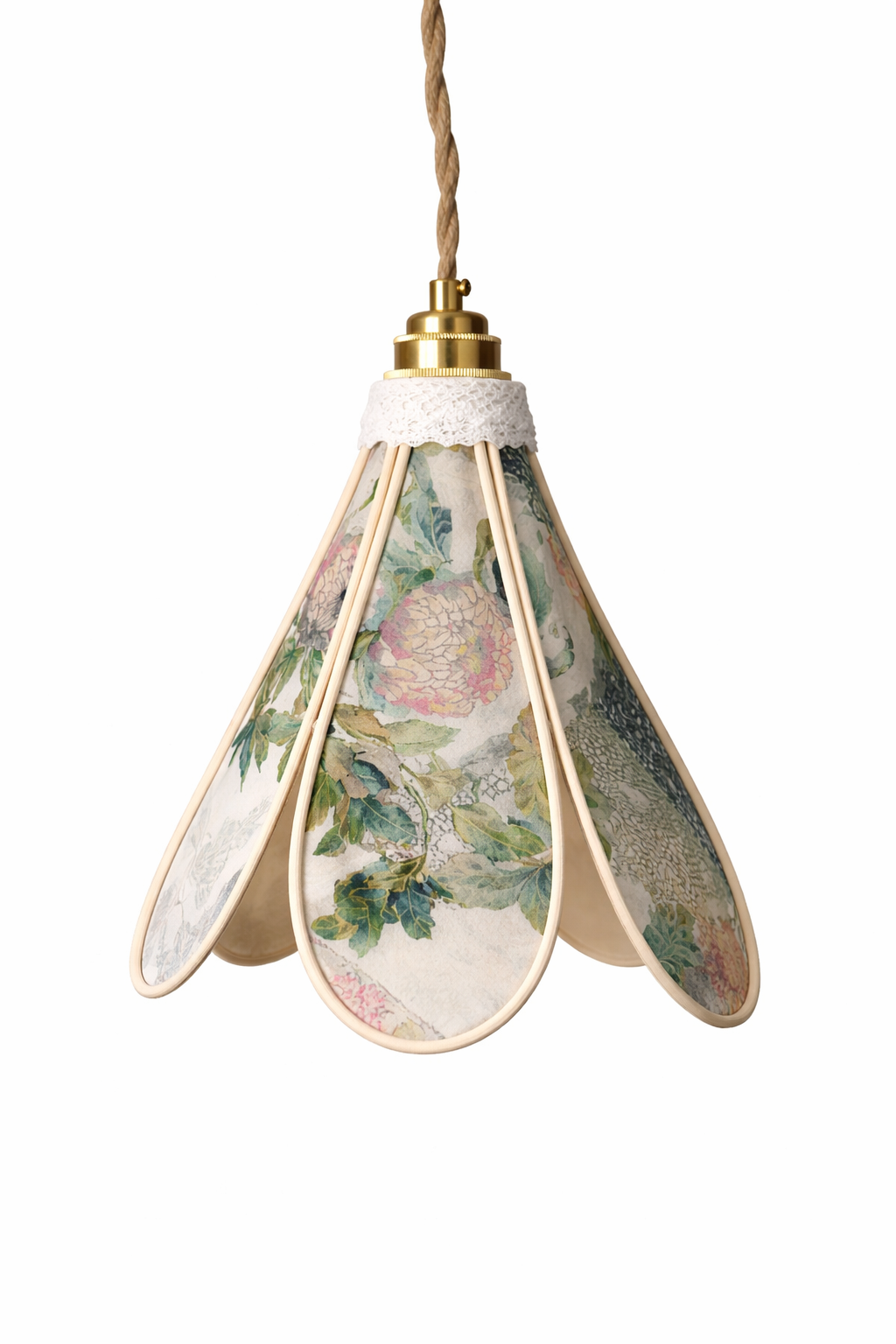 Lampe Tulipe en Tencel Iridescent Floral – Lampe Artisanale Bohème Florale