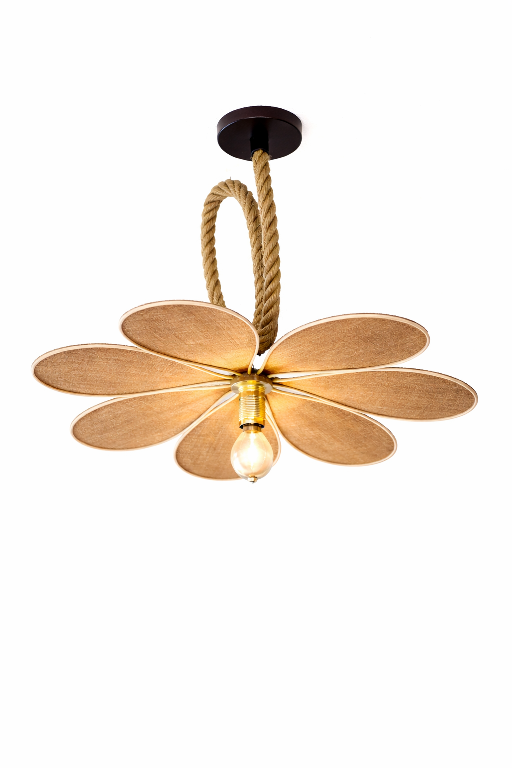 Suspension Pâquerette en Toile de Jute – Lampe Artisanale Bohème Naturelle