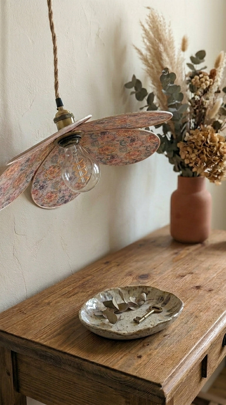 Lampe Magnolia Vintage Rosaces- Lampe Artisanale Bohème Florale