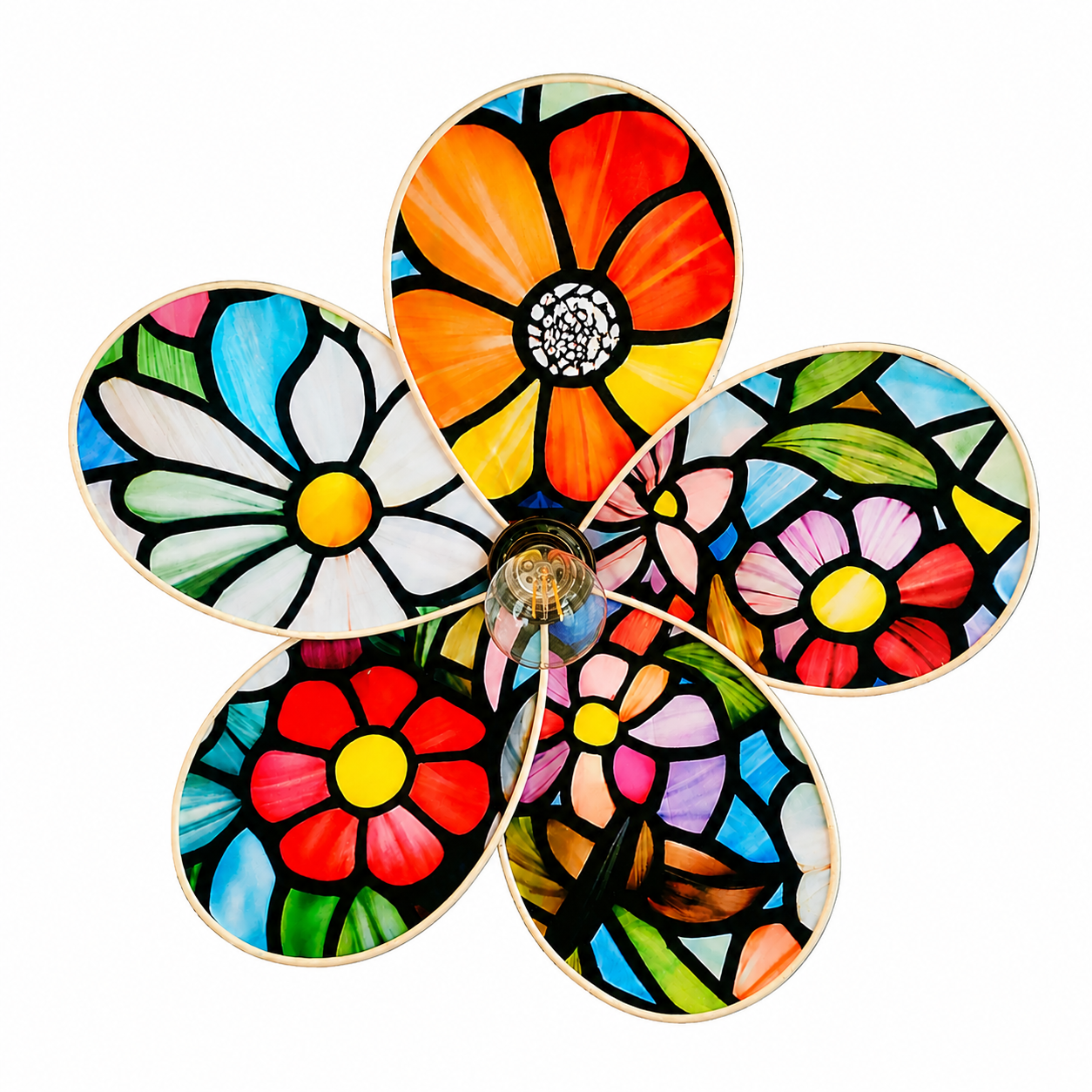 Lampe Magnolia Vitrail Fleurie – Lampe Artisanale Bohème Florale