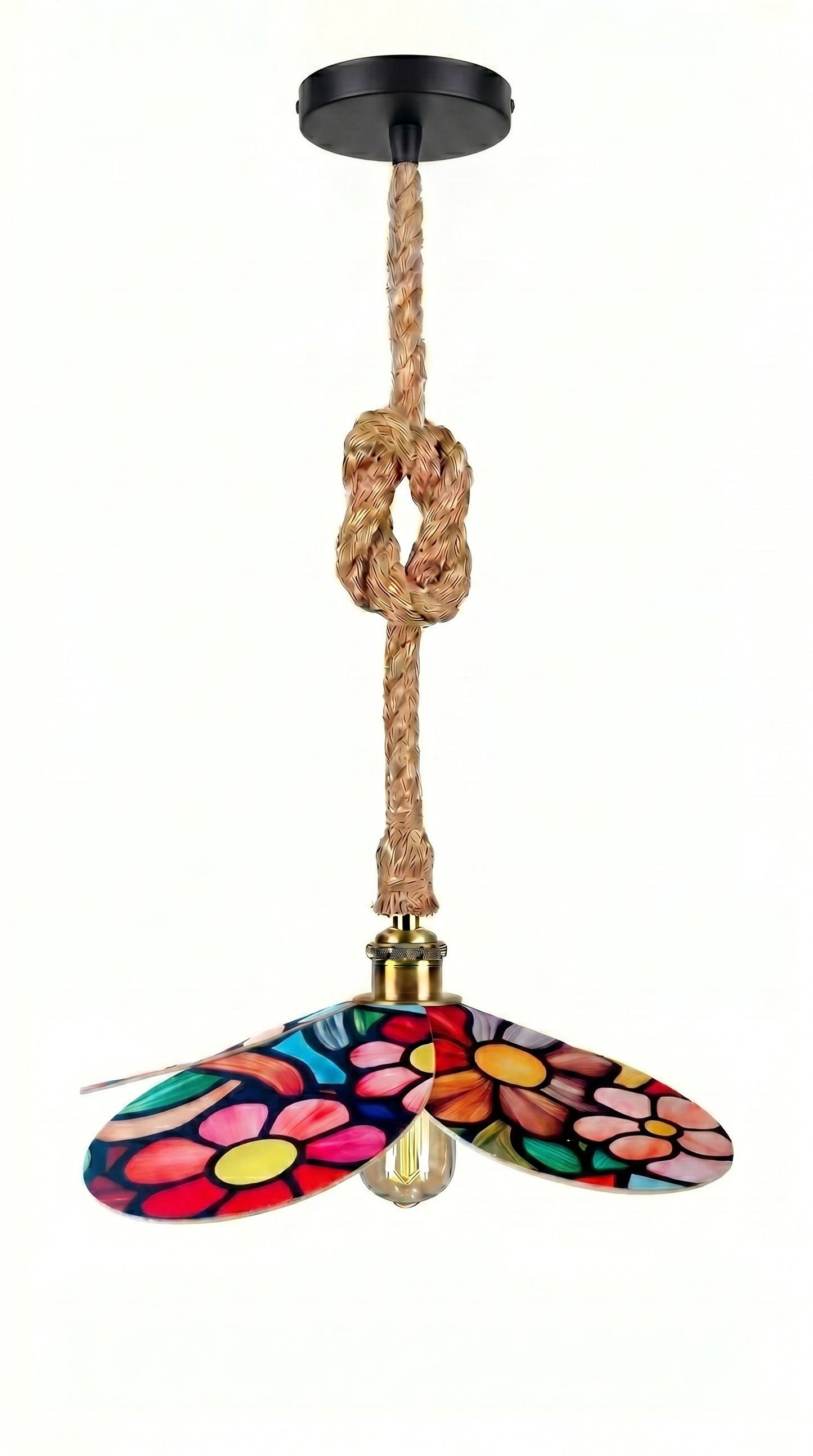 Lampe Magnolia Vitrail Fleurie – Lampe Artisanale Bohème Florale