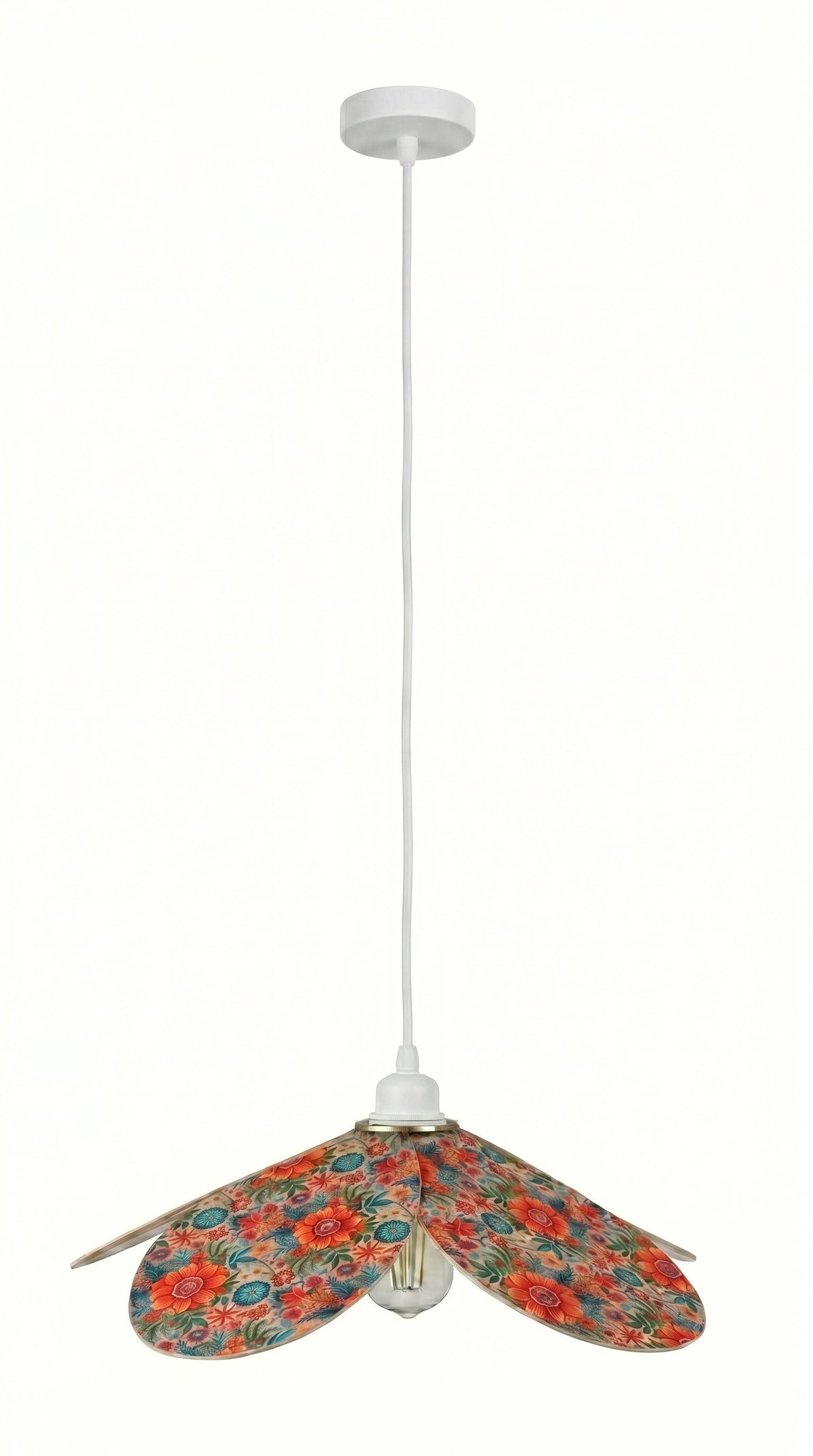 Suspension Magnolia Douceur Fleurie avec câble plafond blanc