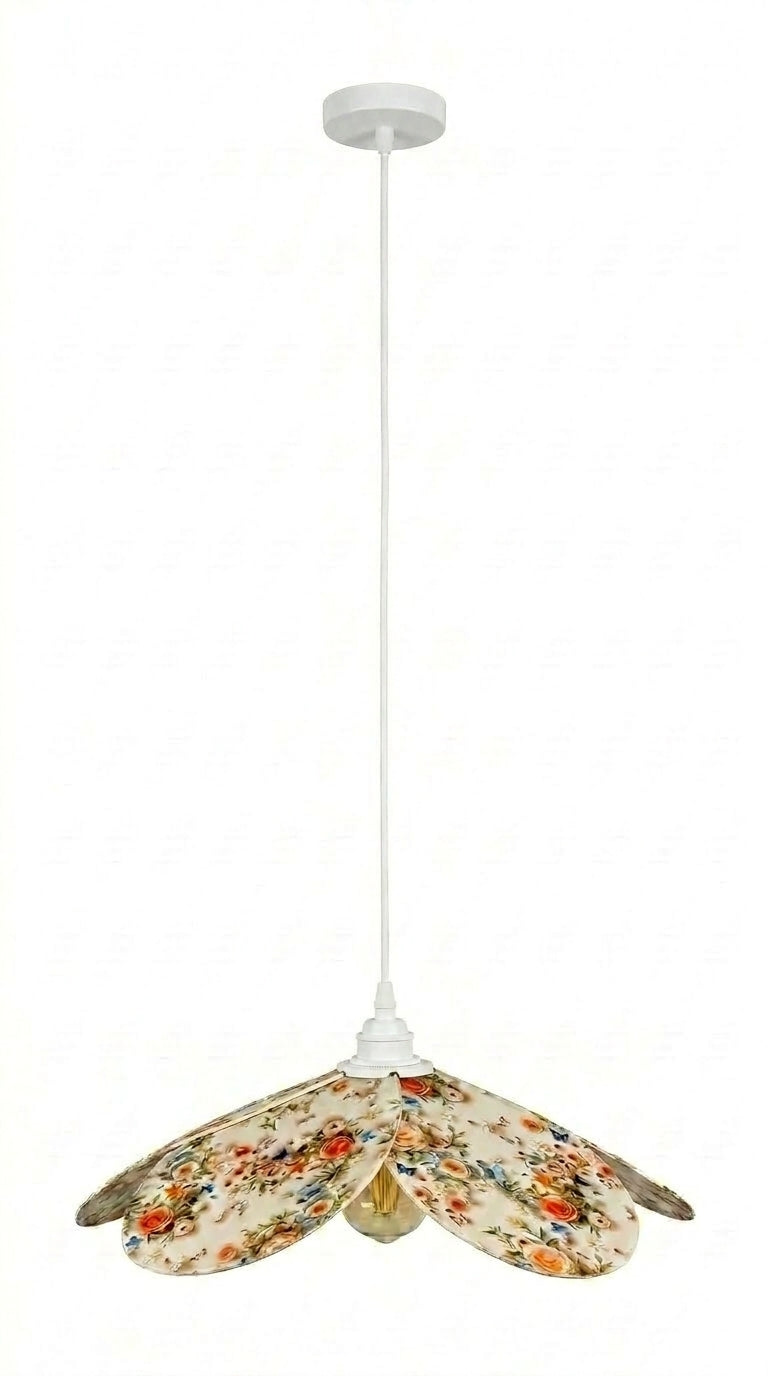 Lampe Magnolia Roses Blanches Orangées – Lampe Artisanale Bohème Florale
