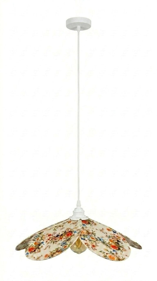 Suspension Magnolia Roseraie d'Antan avec câble plafond blanc