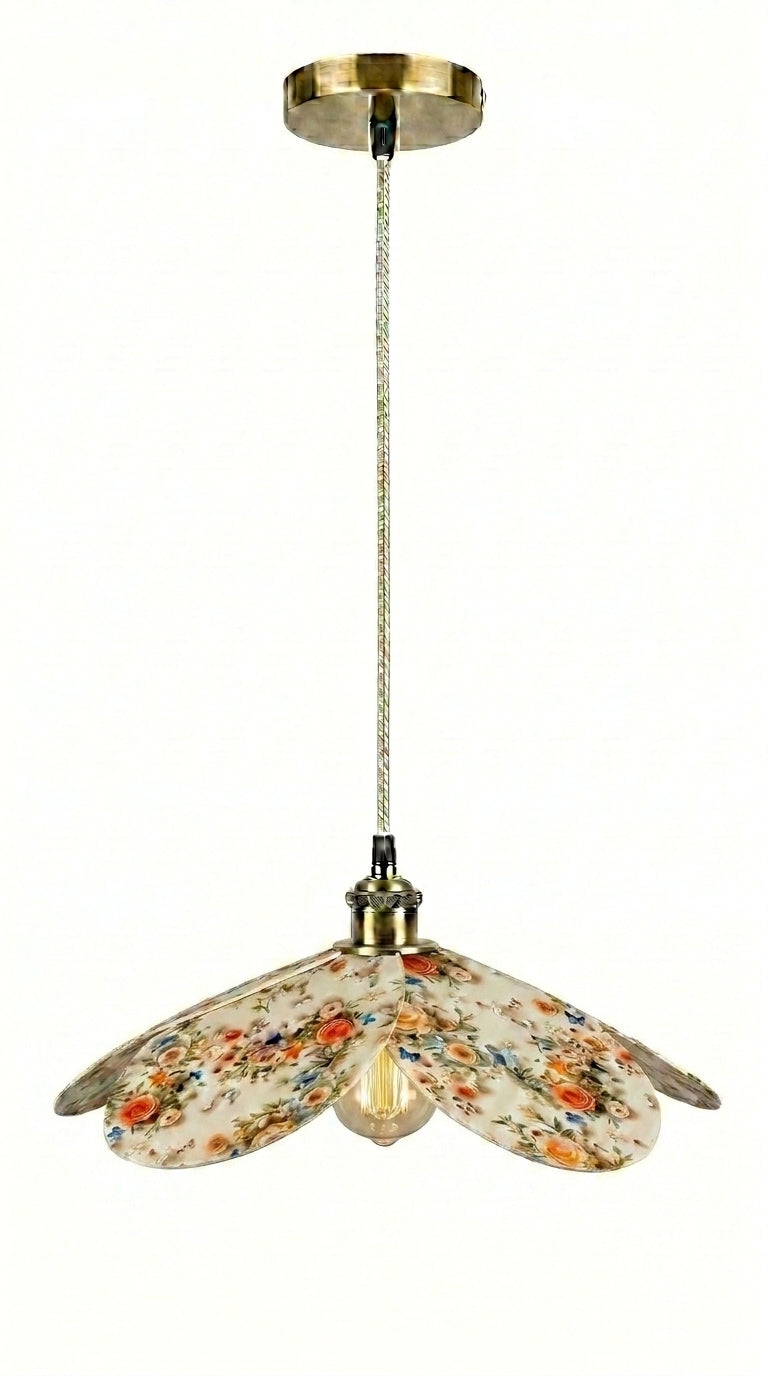 Lampe Magnolia Roses Blanches Orangées – Lampe Artisanale Bohème Florale