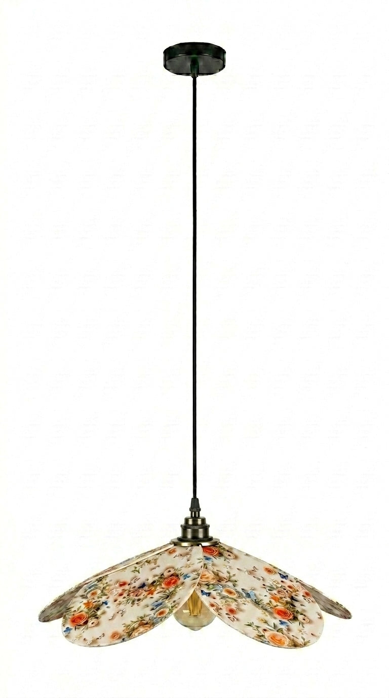 Lampe Magnolia Roses Blanches Orangées – Lampe Artisanale Bohème Florale