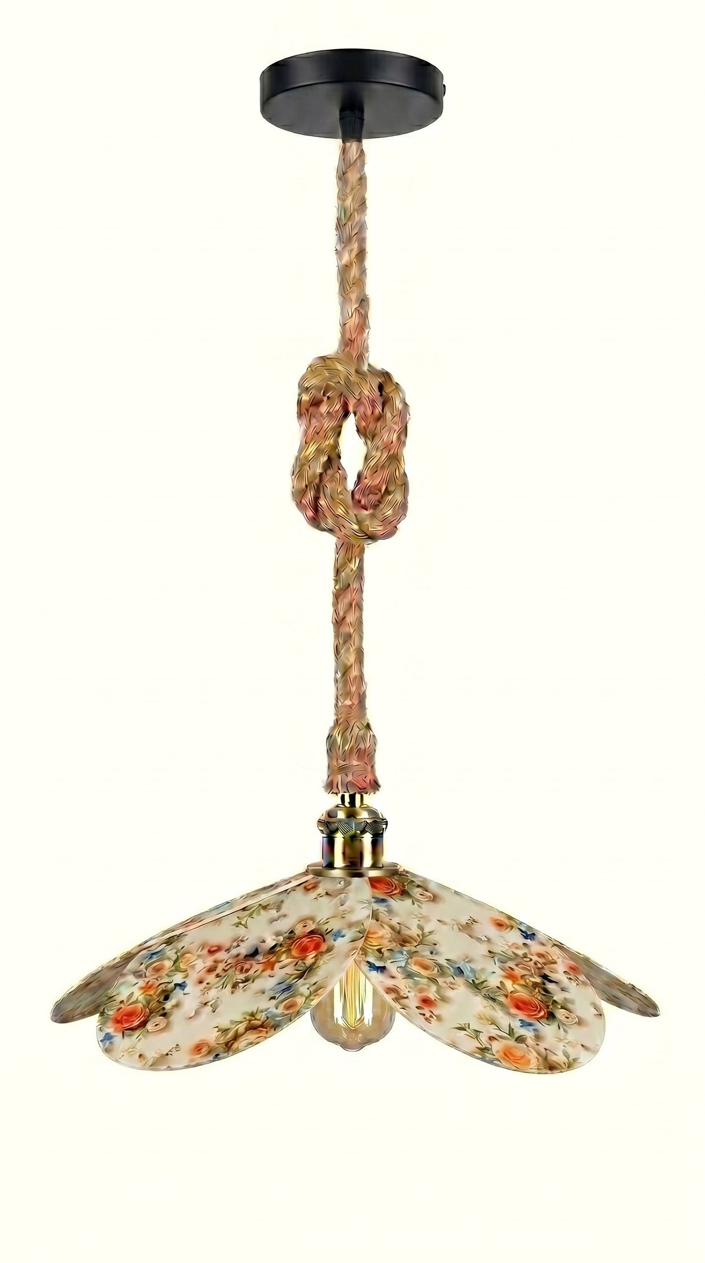 Lampe Magnolia Roses Blanches Orangées – Lampe Artisanale Bohème Florale