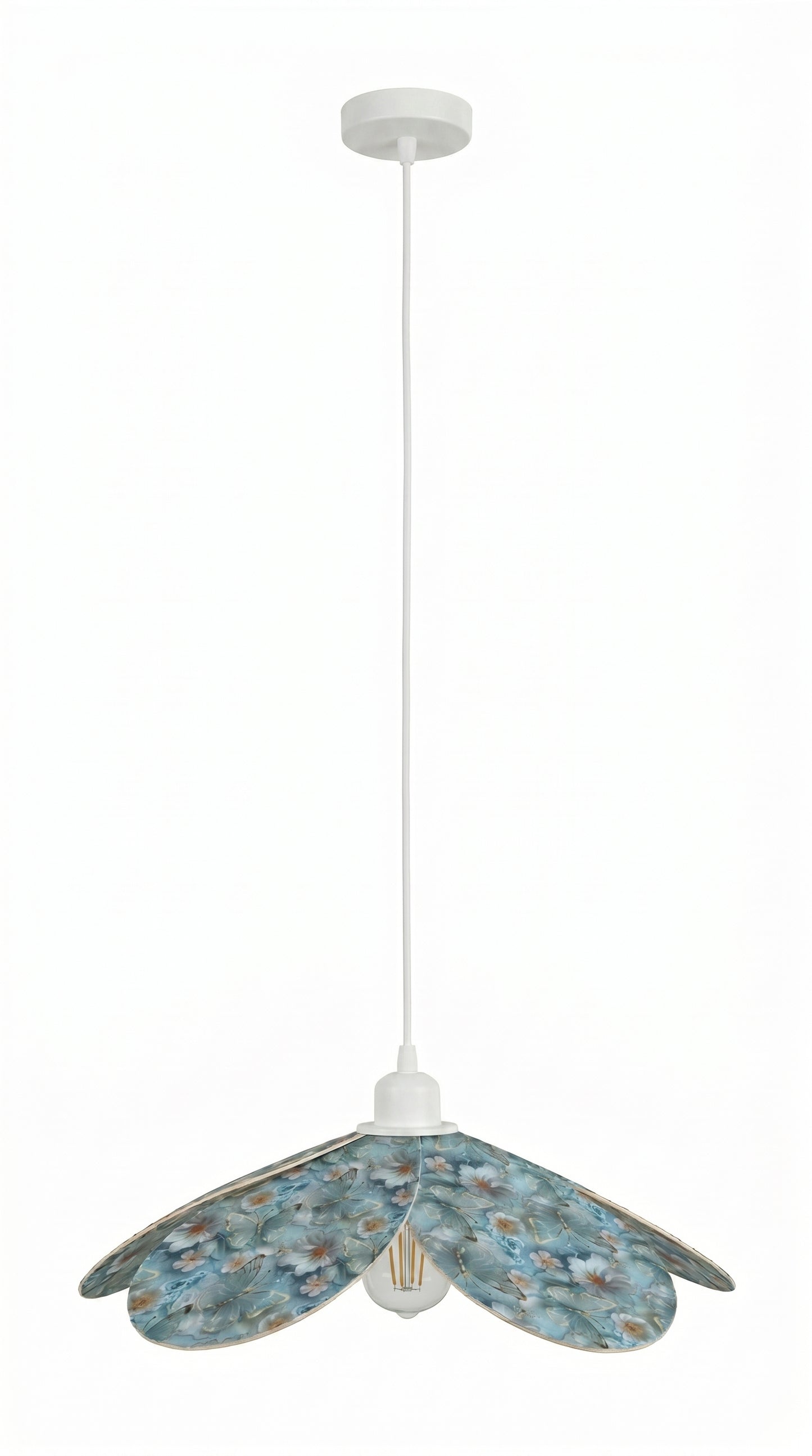 Lampe Magnolia Papillons Bleus - Lampe Artisanale Bohème Florale