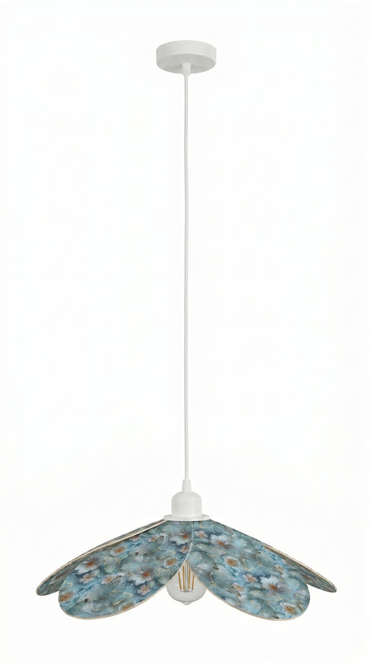 Lampe Magnolia Papillons Bleus - Lampe Artisanale Bohème Florale
