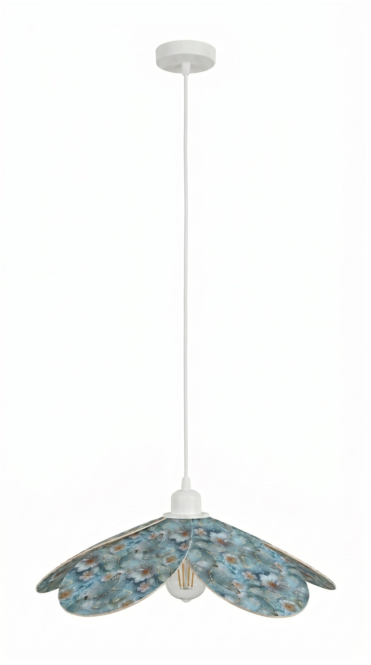 Suspension Magnolia Ailes d'Azur avec câble plafond blanc