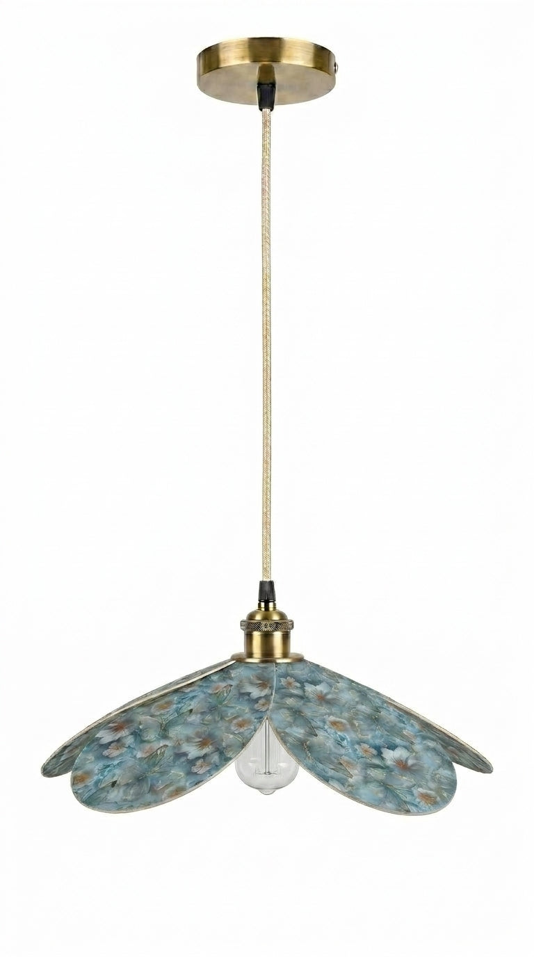 Lampe Magnolia Papillons Bleus - Lampe Artisanale Bohème Florale