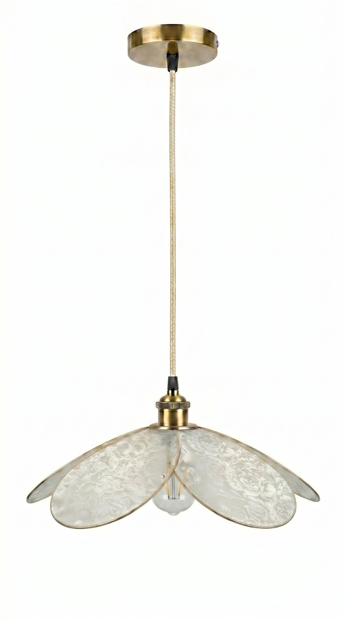 Suspension Magnolia Pureté Fleurie avec câble plafond doré