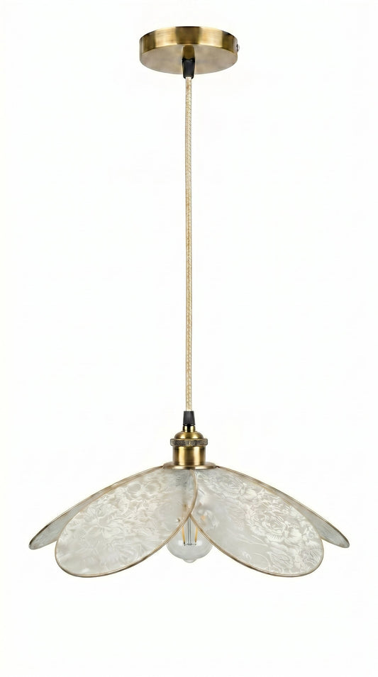 Suspension Magnolia Pureté Fleurie avec câble plafond doré