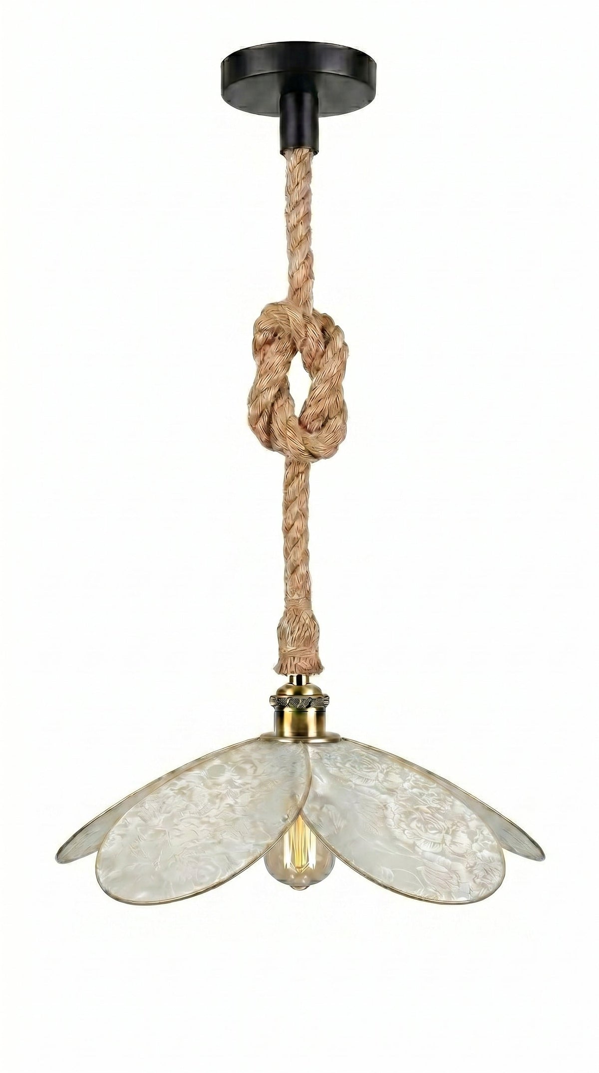 Suspension Magnolia Pureté Fleurie avec câble en toile de jute