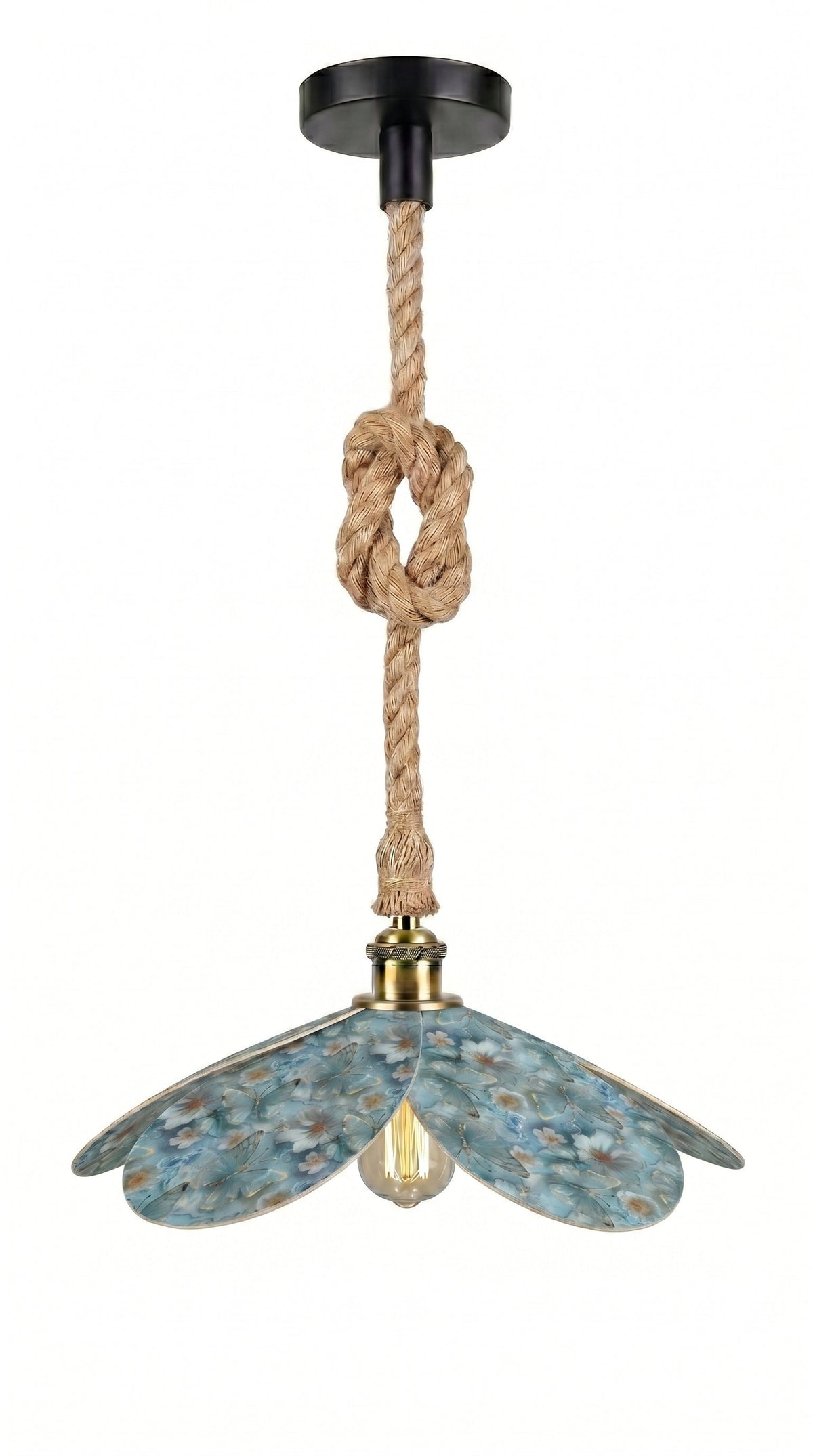 Suspension Magnolia Ailes d'Azur avec câble en toile de jute
