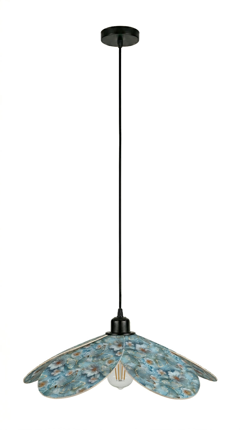 Lampe Magnolia Papillons Bleus - Lampe Artisanale Bohème Florale