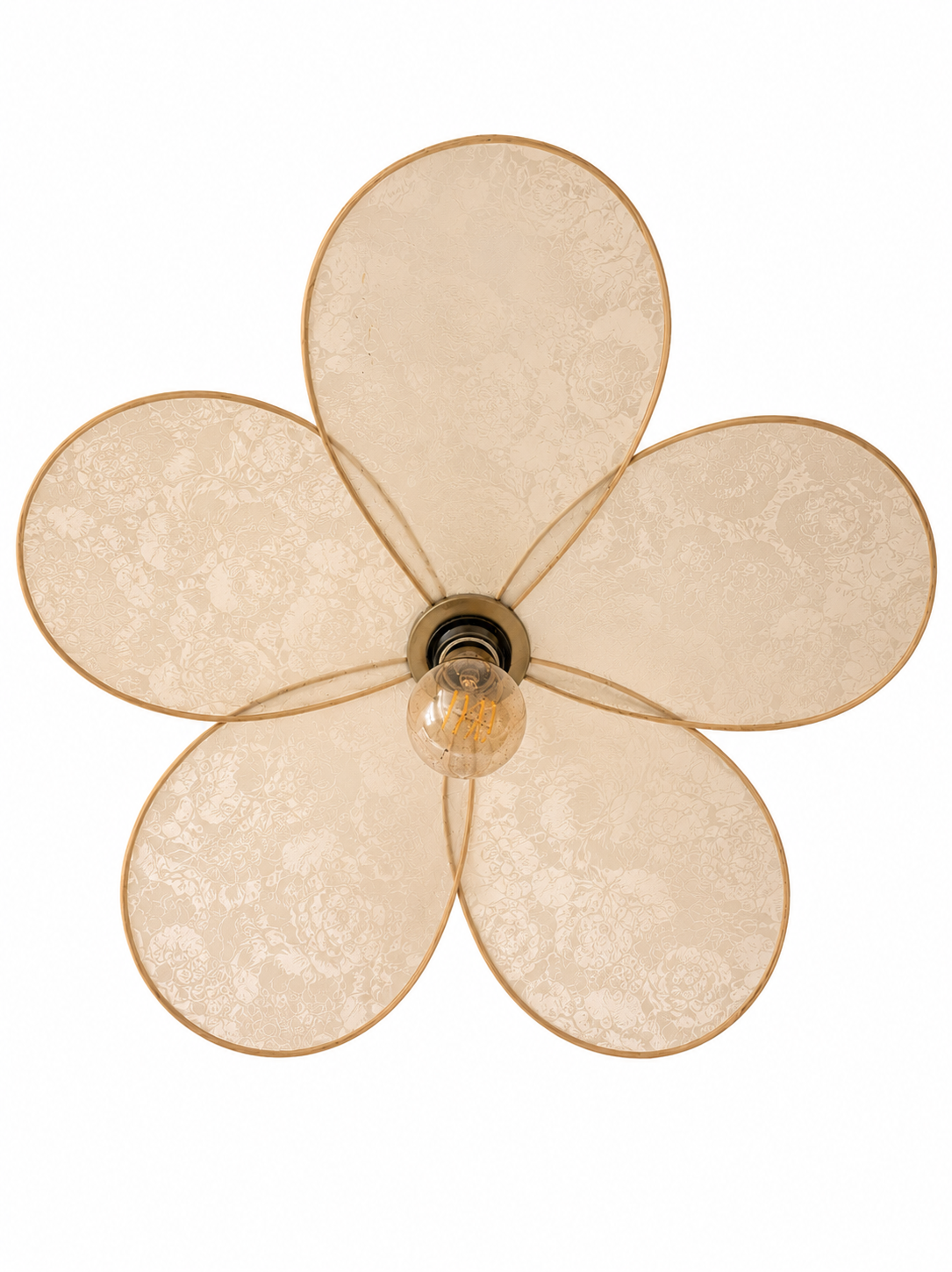 Lampe Magnolia Pivoines Champagne- Lampe Artisanale Bohème Florale