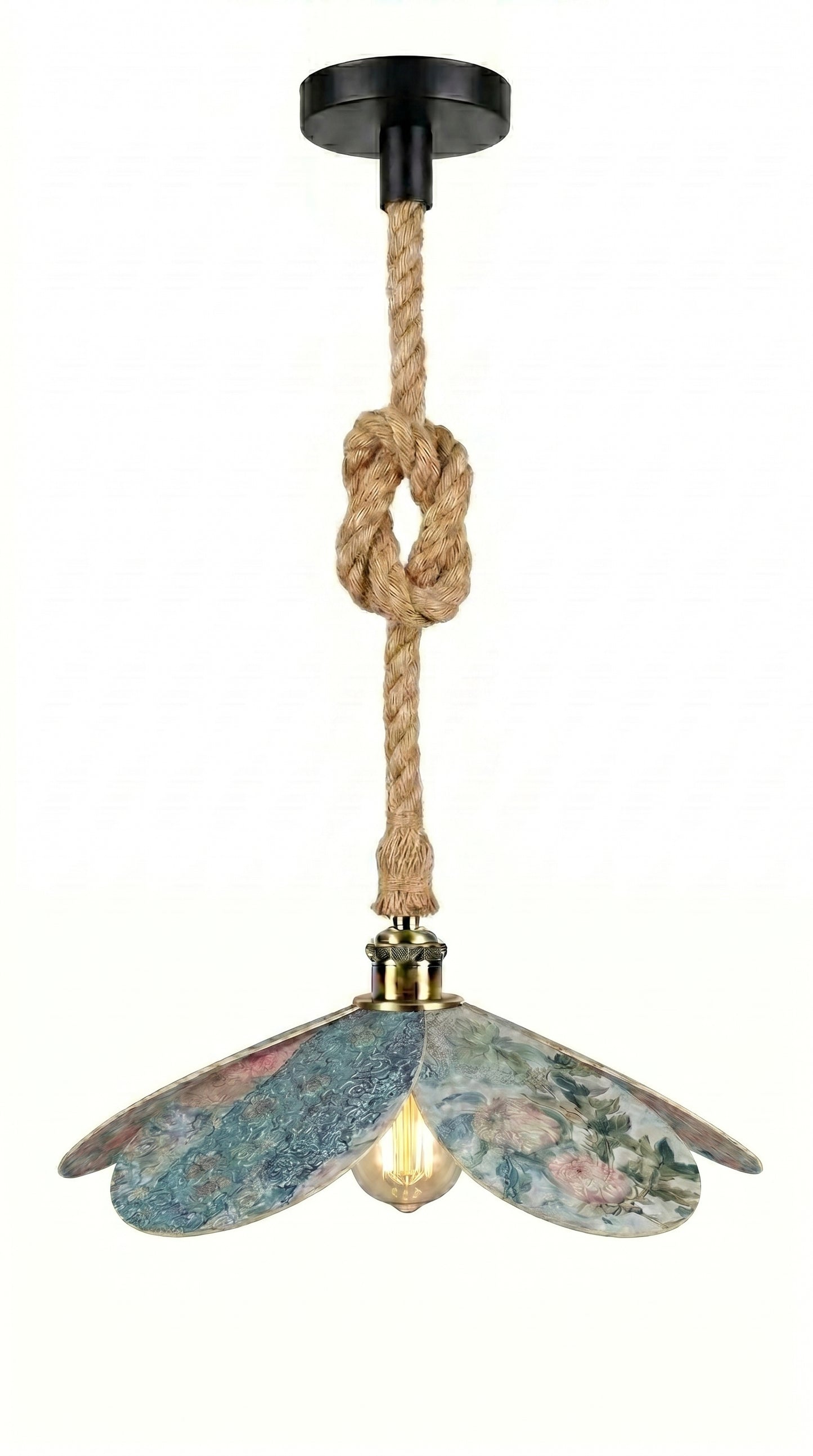 Lampe Magnolia Tencel- Lampe Artisanale Bohème Florale