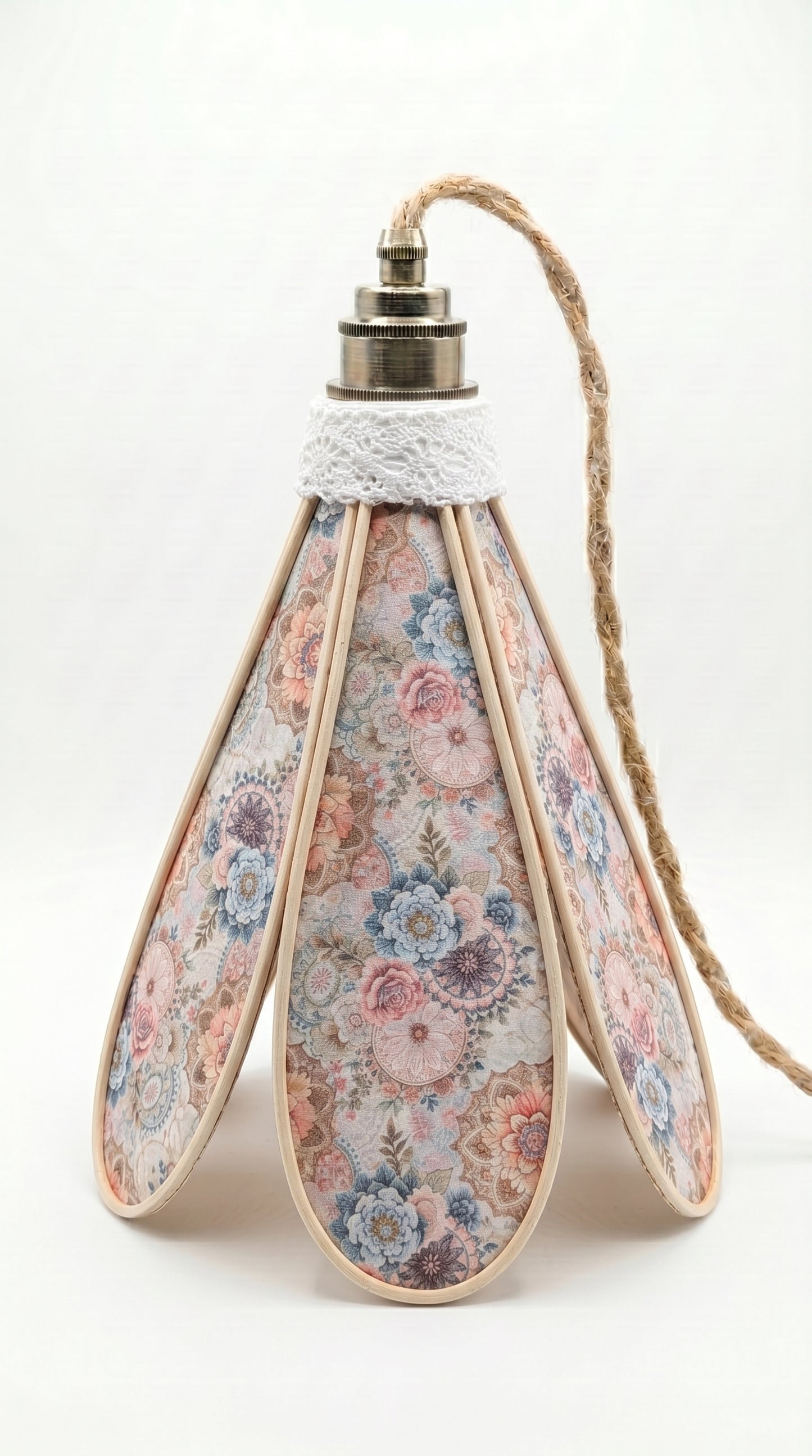 Lampe Tulipe  Rosace Vintage- Lampe Artisanale Bohème Florale