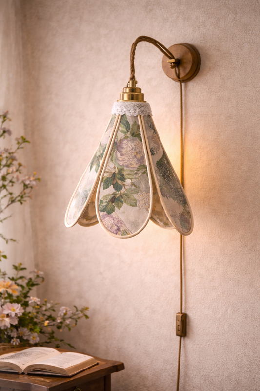 Lampe Murale Tulipe en Tencel Iridescent Floral – Lampe Artisanale Bohème Printemps