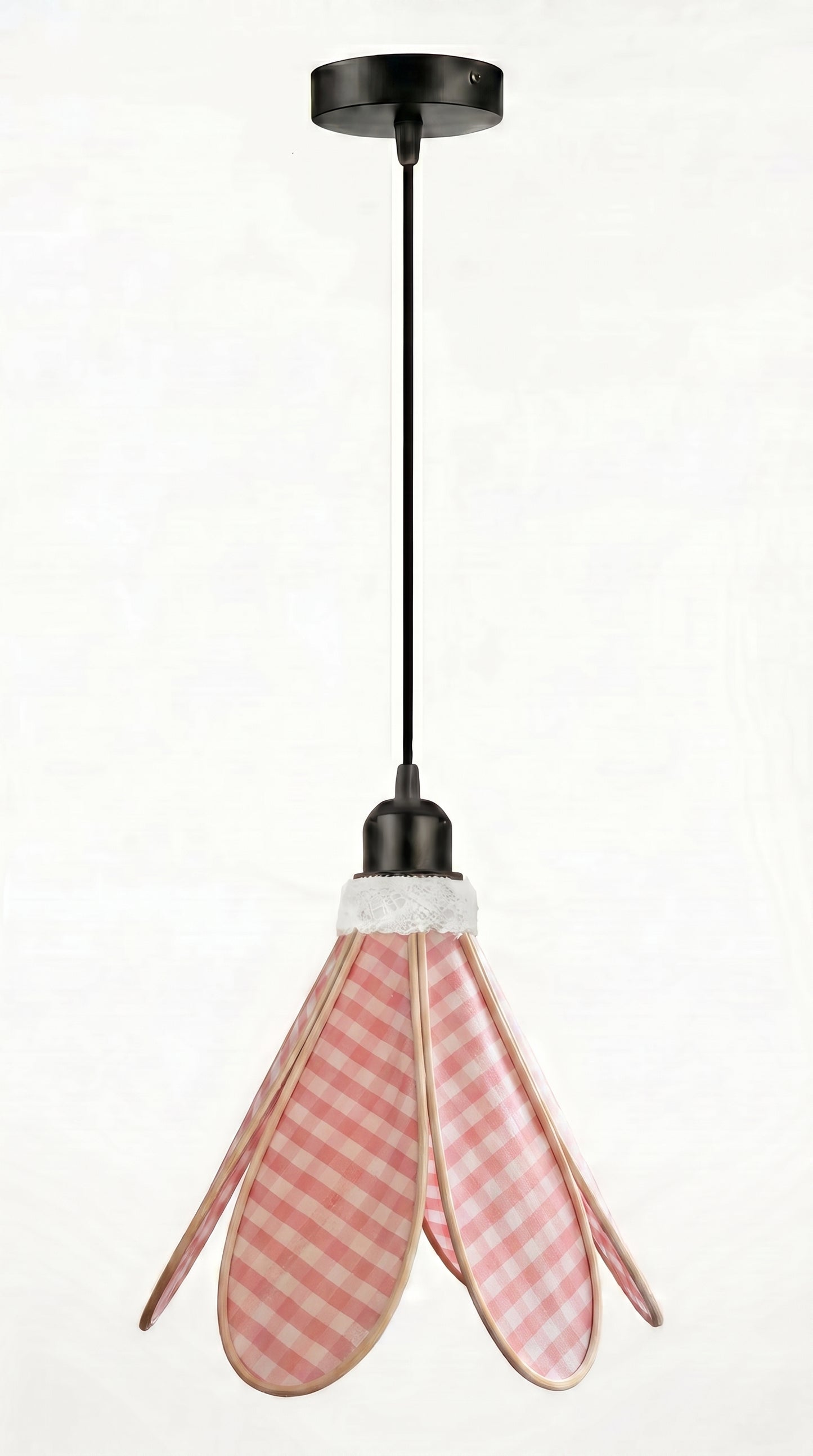 Lampe Tulipe Pique-nique Champêtre – Abat-jour Motif Vichy Fait Main