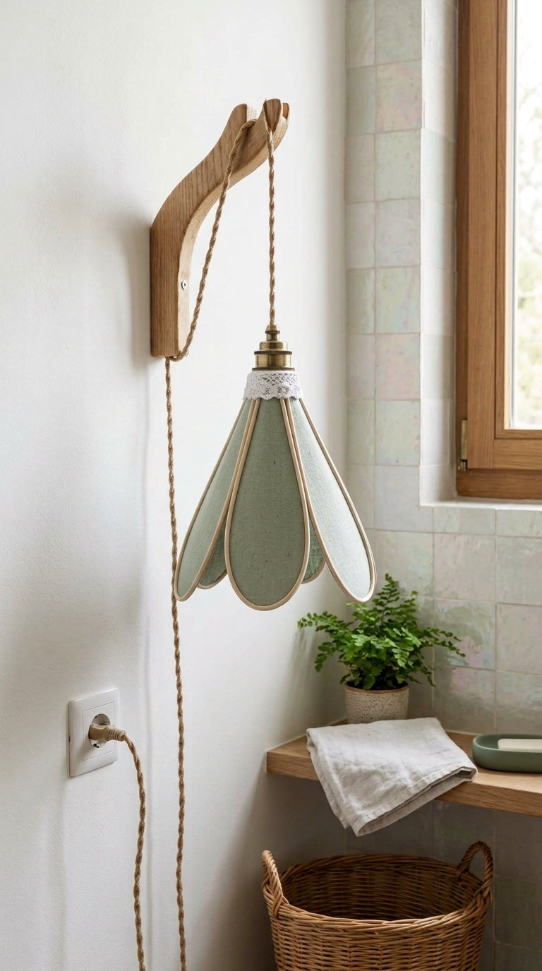 Suspension Tulipe Brin de Sauge vert pâle dans une chambre