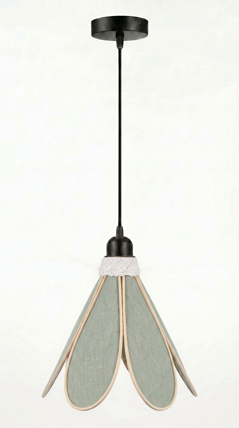 Détail de la toile lin et coton vert pâle de la suspension Brin de Sauge