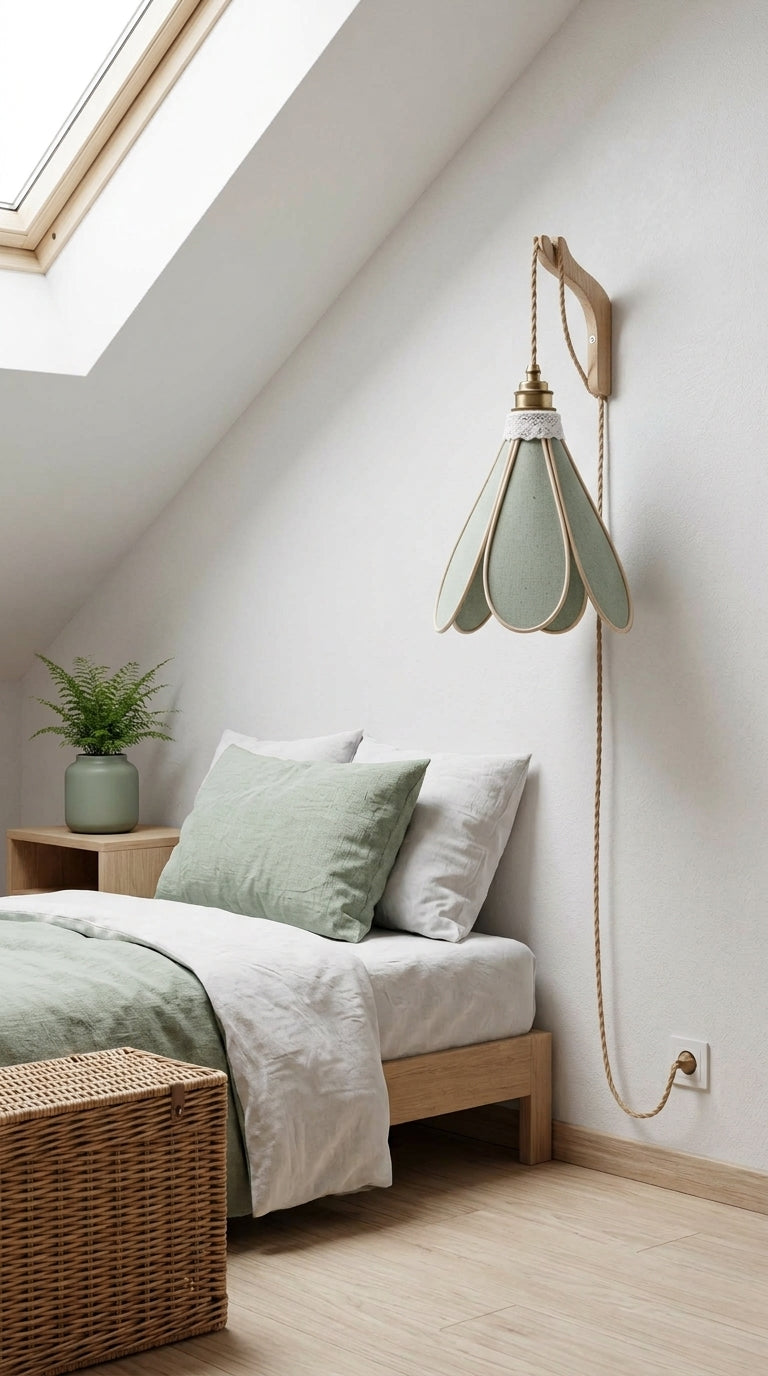 Suspension Tulipe Brin de Sauge vert pâle en salon